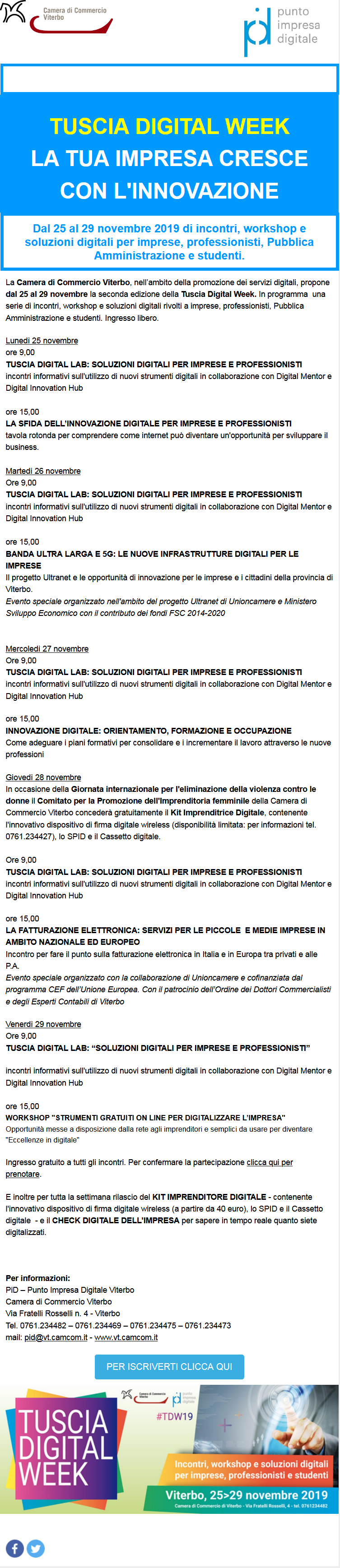 Tuscia Digital Week dal 25 al 29 novembre