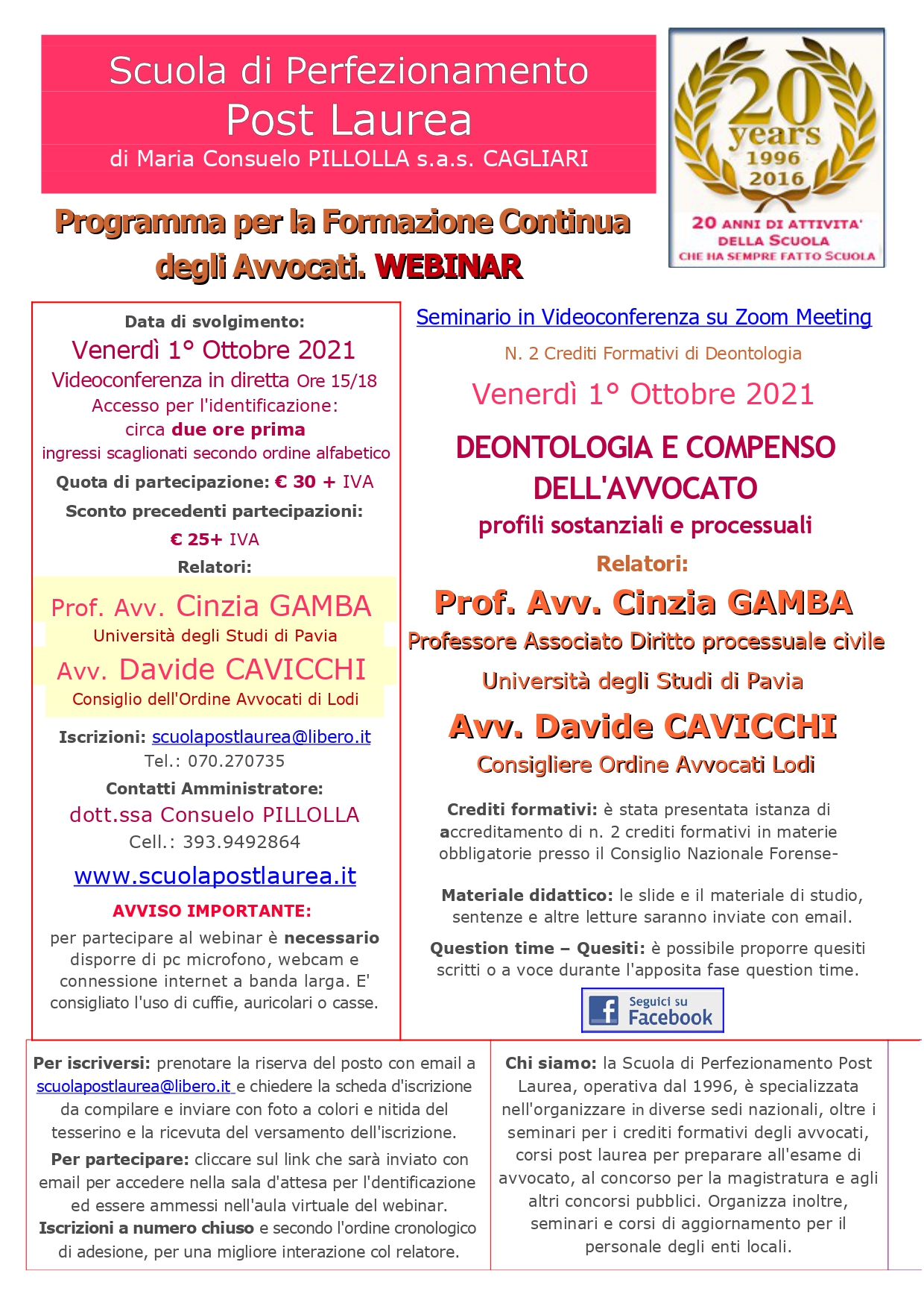 Webinar "Deontologia e compenso dell'avvocato"