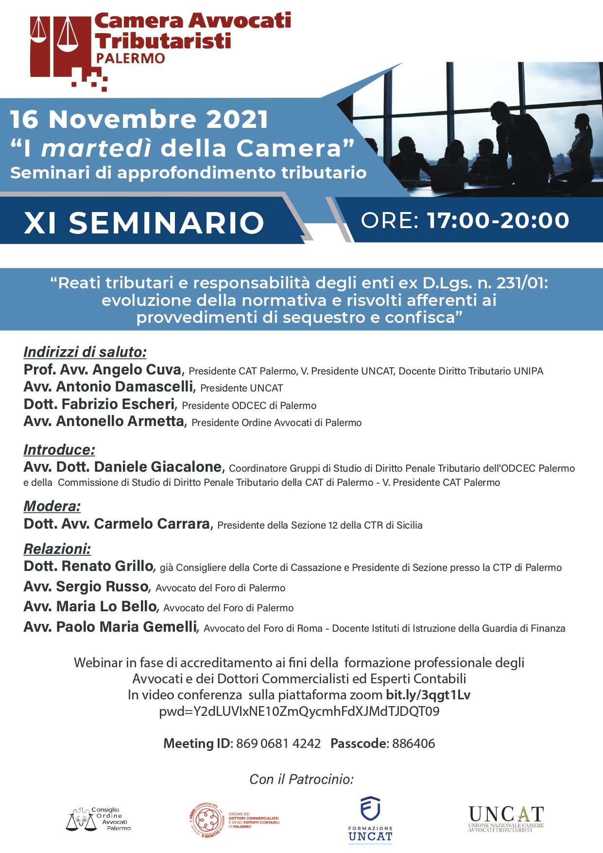 Webinar "Reati tributari e responsabilità degli enti ex D.Lgs. n. 231/2001: evoluzione della normativa e risvolti afferenti ai provvedimenti di sequestro e confisca"