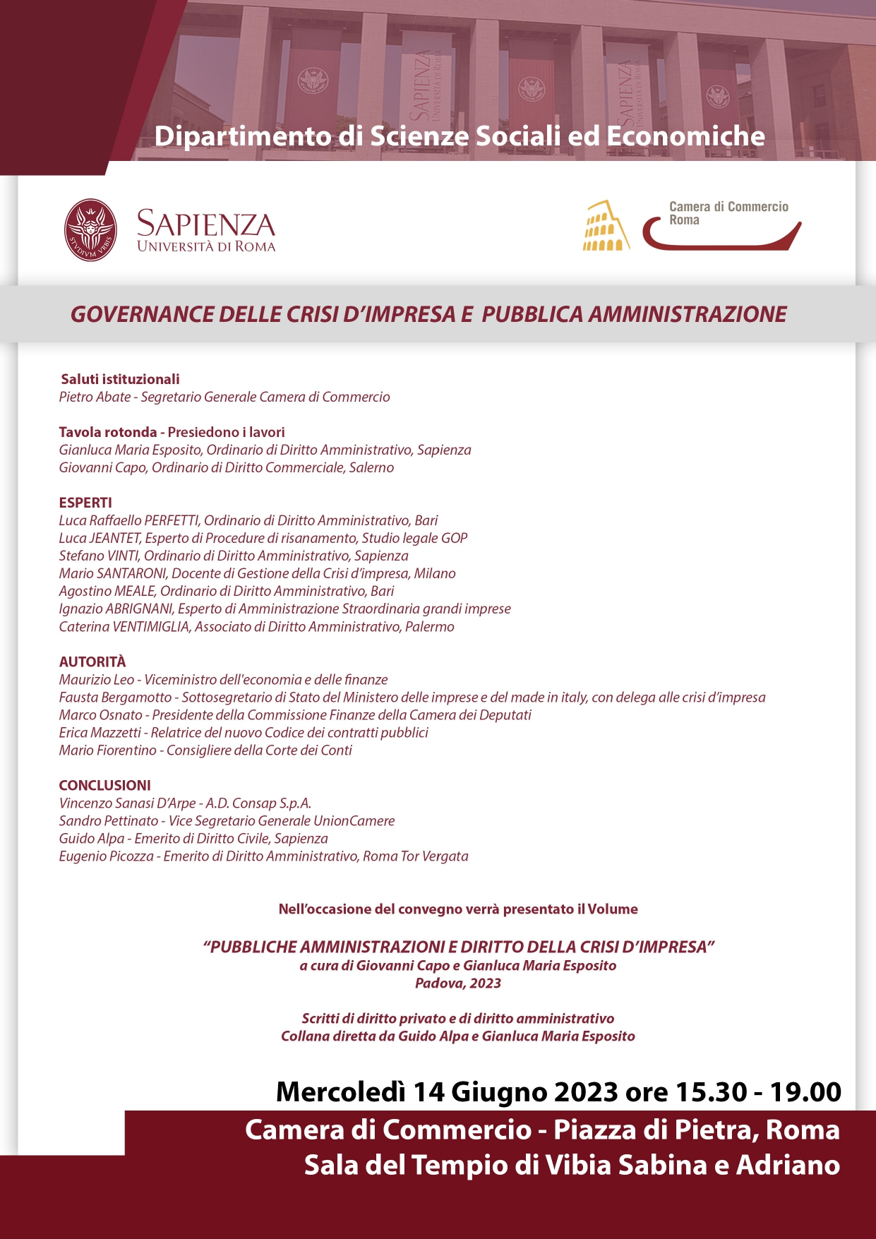 CONVEGNO Governance delle Crisi d'Impresa e Pubblica Amministrazione - 14 Giugno 2023, ore 15:30